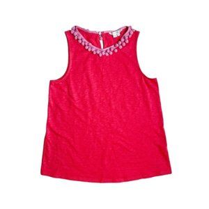 Boden Top Size 2 US Pom Pom Berry Red Pink Cotton Sleeveless‎ Blouse Tank WO161